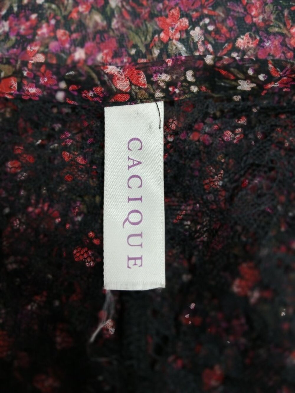 Cacique Floral Babydoll Nighty 4X Lingerie Sheer Lace Kimono Robe Black Red Flor - Picture 6 of 16